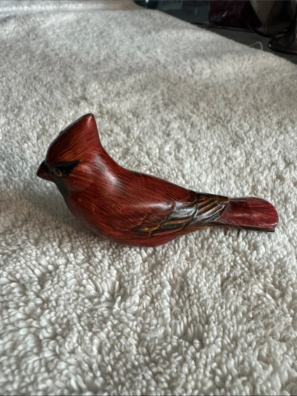 Handcrafted Red Cardinal Bird Figurine - Decorative Bird Statue